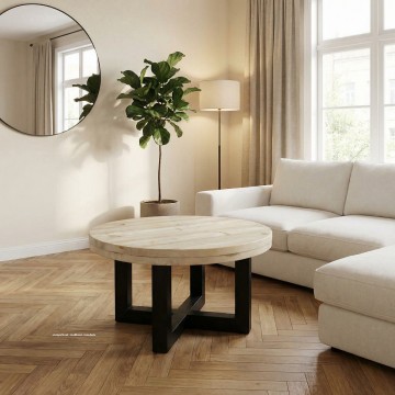 Steigerhout salontafel rond dubbel u n