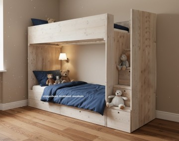 Steigerhout stapelbed laden trap verkleind