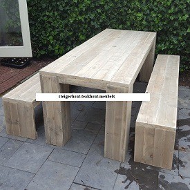 Steigerhout tafel dichte poot n