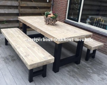 Steigerhout tuinset industrieel h poot n