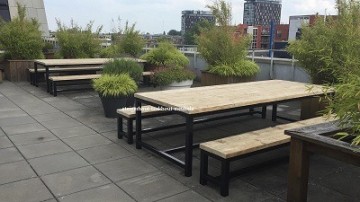 Steigerhout tuintafel h poot buiten n