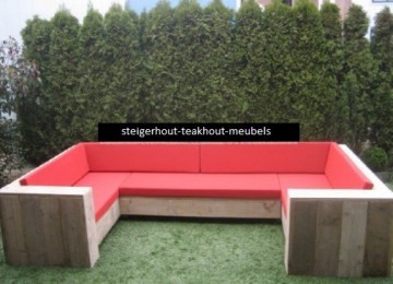 Steigerhout u  loungebank red n