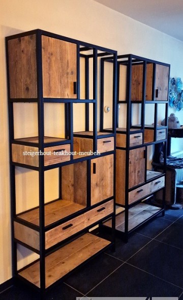 Steigerhout vakkenkast jeroen sfeer