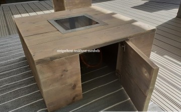 Steigerhout vuurtafel salontafel vierkant deurtje n