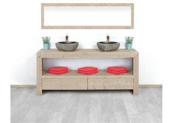Steigerhouten badkamer meubel 5 laden nieuw