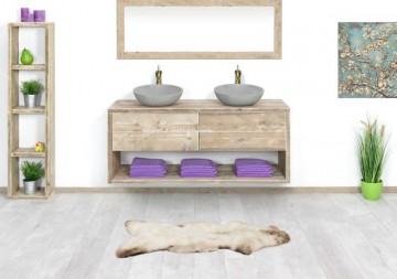 Steigerhouten badkamer meubel zwevend n