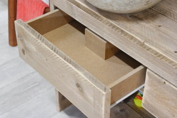 Steigerhouten badkamermeubel 6 met 2 lades detail lade