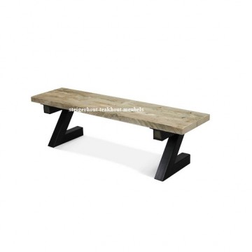 Steigerhouten bank z poot n