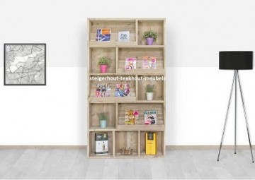 Steigerhouten boekenkast vakken1 n