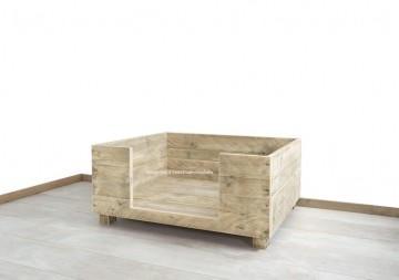 Steigerhouten hondenmand pootjes leeg n