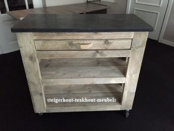 Steigerhouten keukentrolly n
