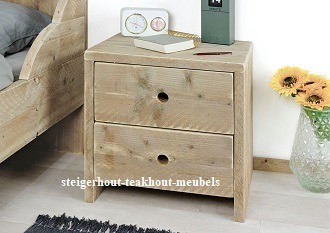 Steigerhouten nachtkastje 2laden n
