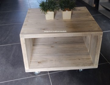 Steigerhouten salontafel wiel n 0
