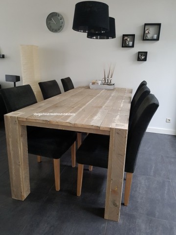 Steigerhouten tafel blokpoot n