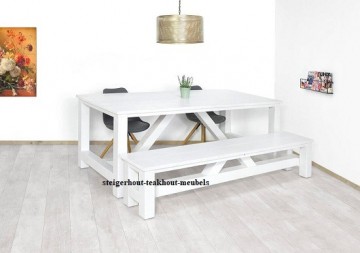 Steigerhouten tafel cross wit sfeer n