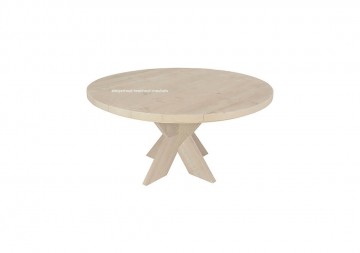 Steigerhouten tafel rond met kruispoot wit n
