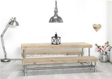 Steigerhouten tafel steigerbuis bankjes n