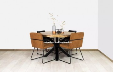 Tafel mangohout rond matrixpoot