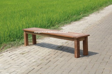 Teakhout bank dengkleh zonder leuningen opzij n
