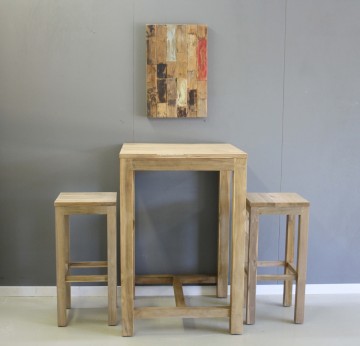 Teakhout bartafel 70x70cm recht n