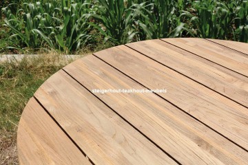 Teakhout bartafel rond koes kasar detail n