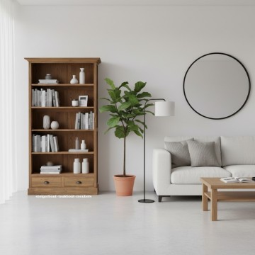 Teakhout boekenkast j11 2laden sfeer n