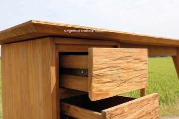 Teakhout bureau retro lades