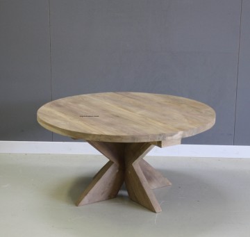 Teakhout ronde salontafel met kruispoot b n