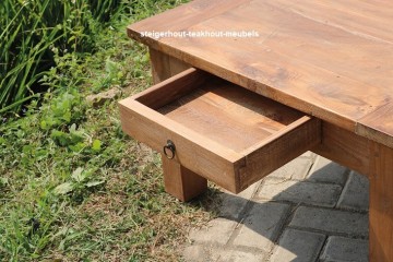 Teakhout salontafel dengkleh 80x80 lade open n