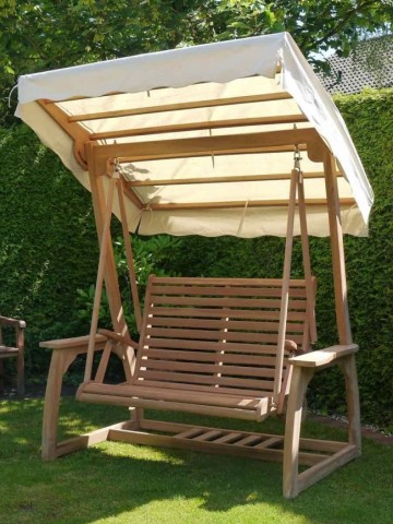 Teakhout schommel bank buiten