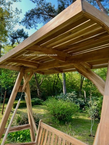 Teakhout schommelbank detail n