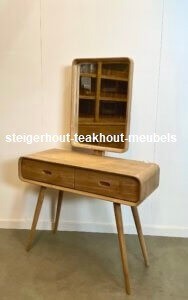 Teakhout sidetable vintage spiegel n