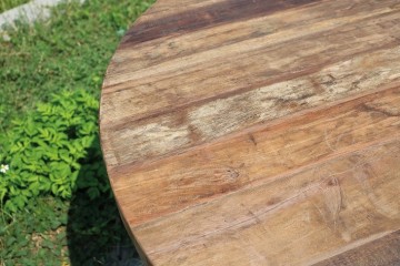 Teakhout tafel rond andre mixwood dichtbij