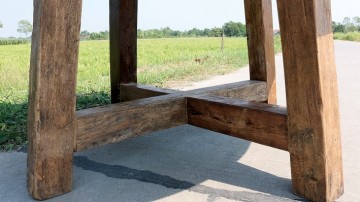 Teakhout tafel rond andre mixwood onderstel