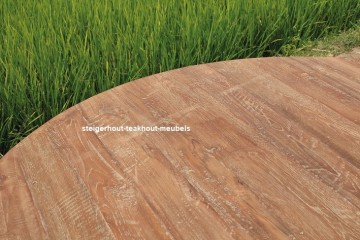Teakhout tafel rond dengkleh detail