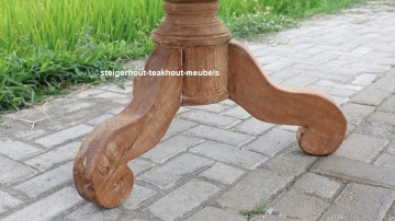 Teakhout tafel rond dengkleh poot