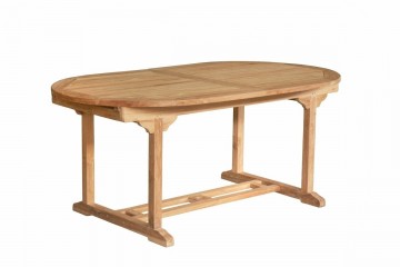 Teakhout tuintafeluitschuifbaar ovaal 1