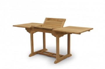 Teakhout tuintafeluitschuifbaar rechthoekig open