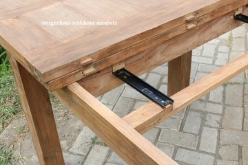 Teakhout uitschuif tafel dengkleh detail ijzer 1n