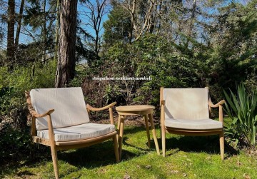 Tuinset teakhout met 2 stoelen en salontafel n