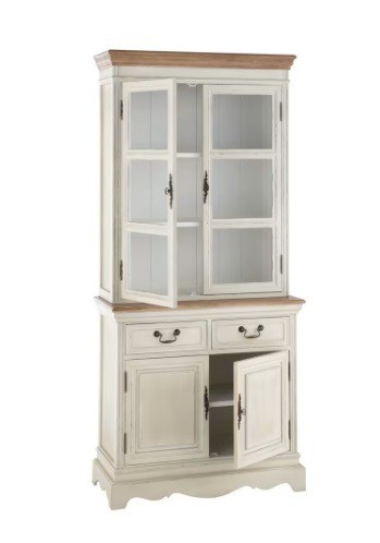 Vitrinekast smal  wit creme 85 open