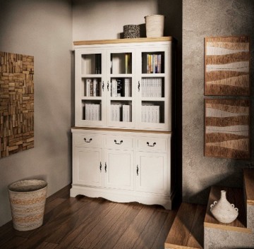 Vitrinekast wit creme 123 sfeer