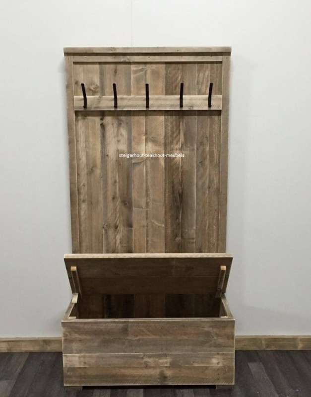 musicus Of later trompet Steigerhouten kapstok met bank en opbergruimte - steigerhout -teakhout-meubels musicus Of later trompet Steigerhouten kapstok met bank en opbergruimte - steigerhout -teakhout-meubels