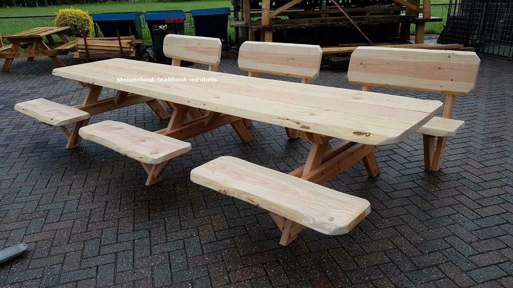 barst Verstikken Koning Lear Douglashout picknicktafel boomstam - instap model -  steigerhout-teakhout-meubels