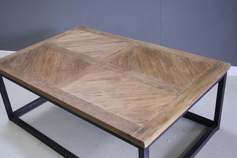Assortiment Humanistisch Arctic Teakhout salontafel - Old Wood - Metalen onderstel -  steigerhout-teakhout-meubels