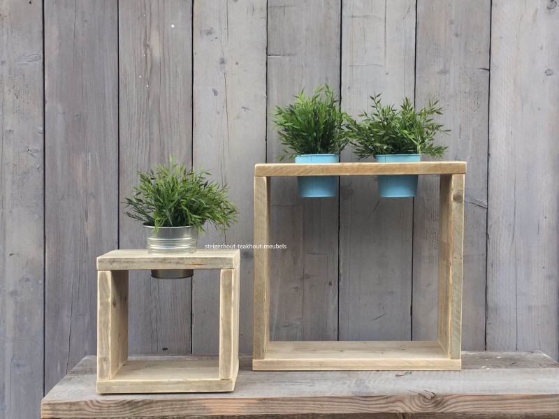 Kosciuszko samenwerken anders Steigerhouten bloempot houder set van 3 - steigerhout-teakhout-meubels