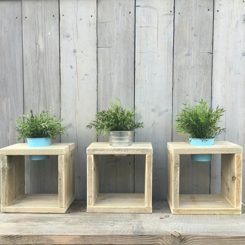 betalen Hoeveelheid geld zebra Steigerhouten bloempot houder set van 3 - steigerhout-teakhout-meubels