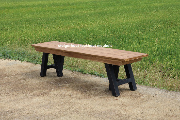 Voorkomen Benadering aanpassen Teakhout tuinbank T - zonder leuningen - 180x40x45 hoog -  steigerhout-teakhout-meubels